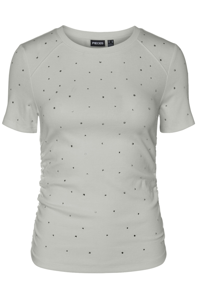 PCTYLER SS RHINESTONE TEE BC 17157371 LIGHT GREY MELANGE